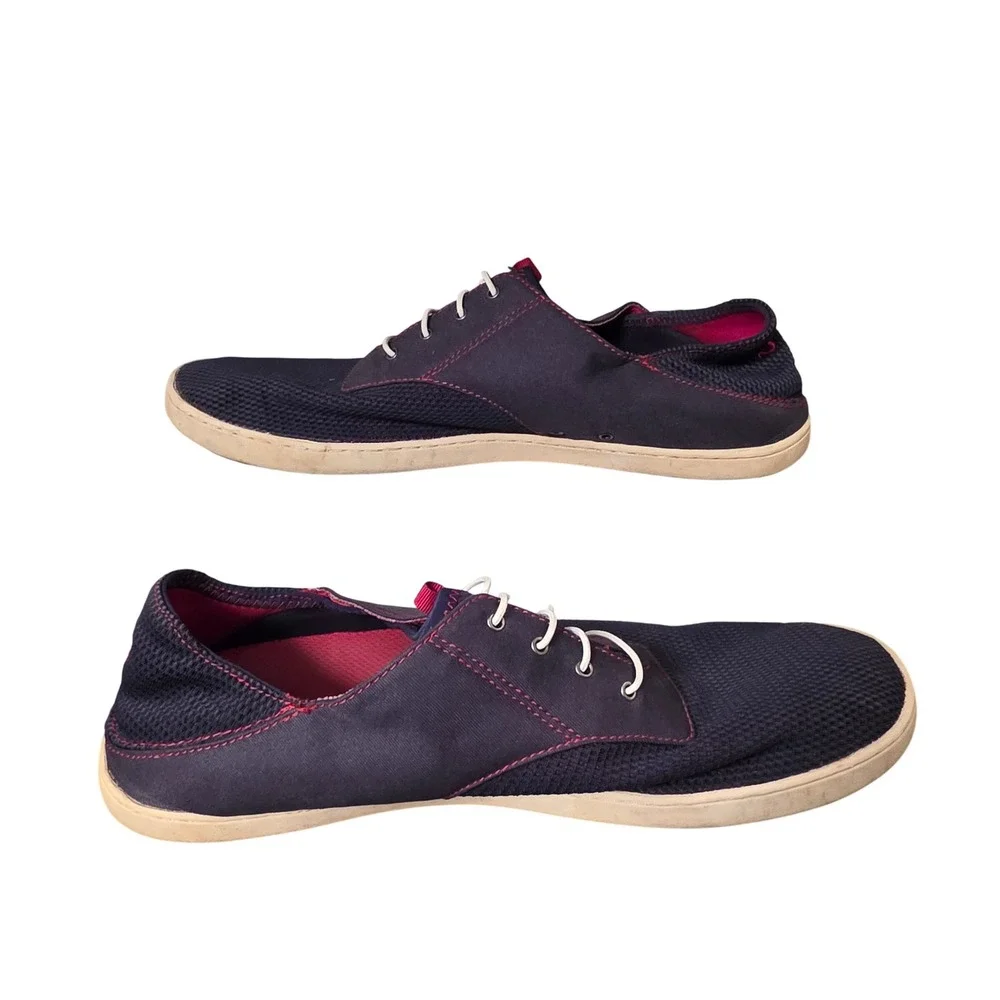 OluKai Nohea Moku Mens Navy Blue Pink Mesh Boat Shoes Sneakers 10283‎ Size 13
